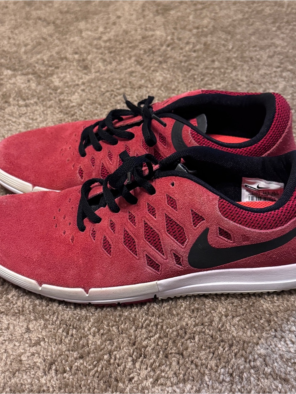 Nike SB Shoes Mens 10.5 Red Low Top Skateboard Sneakers Lace Up Logo
